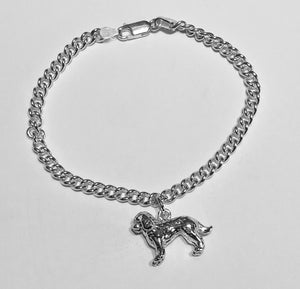Curb Chain Silver Bracelet with Cockapoo Charm